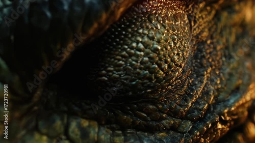 A close-up of a dragon's gaze. Illustration based on cartoons, fantasy, fairy tales, and animals.