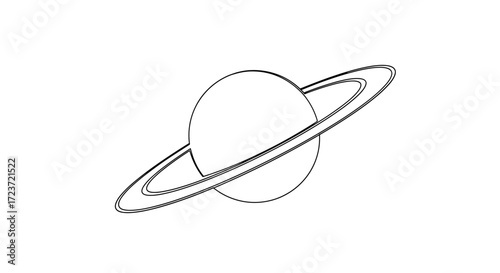 Minimalist Line Drawing of Saturn Against White Background