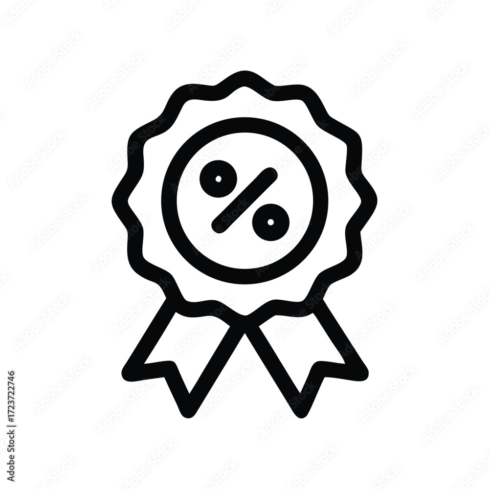 Obraz premium Black and White Discount Badge Icon Vector