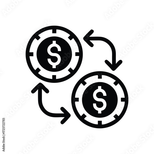 Black and White Currency Exchange Icon Vector