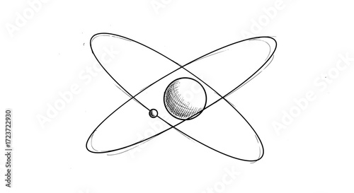 Hand Drawn Atomic Structure: Illustrative Nuclear Physics Conceptual Art