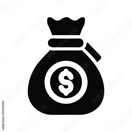 Black and White Money Bag Icon Vector