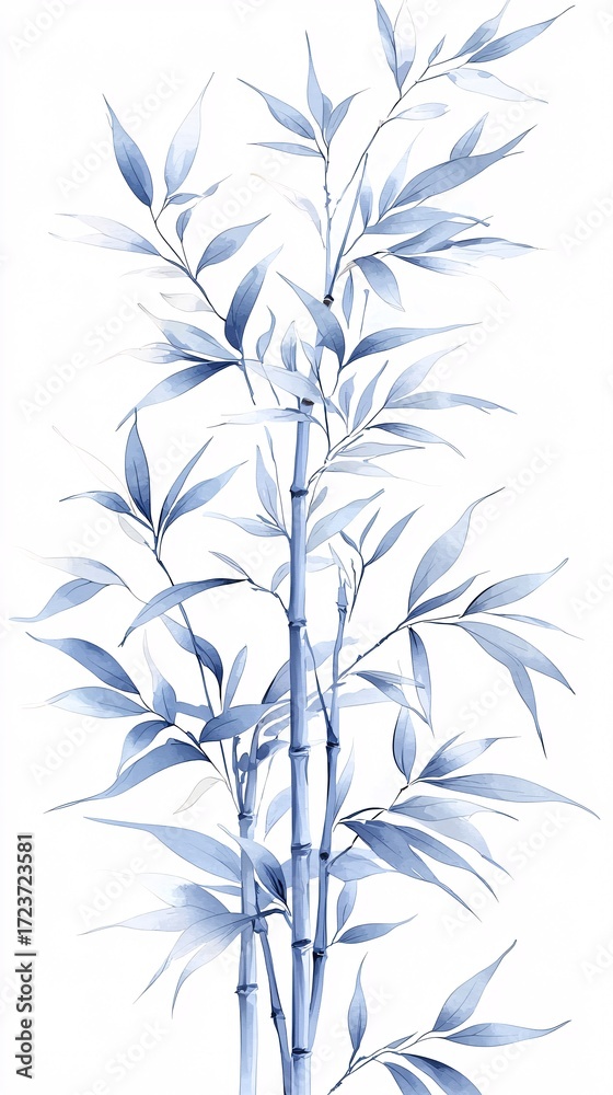 Fototapeta premium Blue green bamboo illustration material