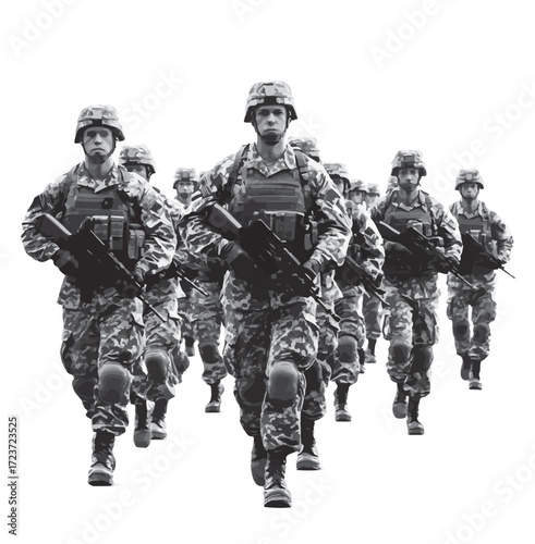 america army vector, black and white 