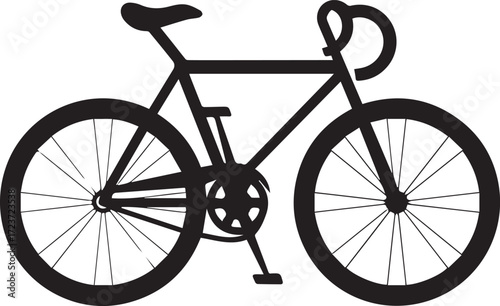 Black silhouette of a bicycle isolated on white background