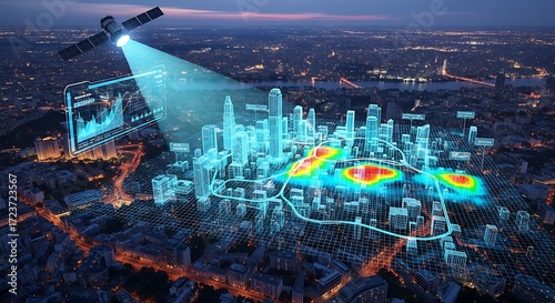 Satellite Monitoring Smart City: Heat map Data Visualization, weather analytics, Urban Planning, infrastructure Management and city innovation solutions.