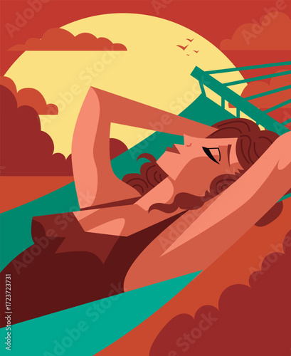 relaxed woman on the beach lying in a hammock