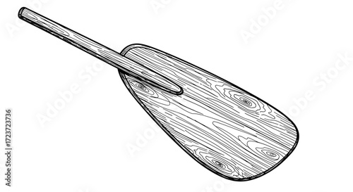 Detailed Sketch of a Wooden Paddle Ready for Water Adventures