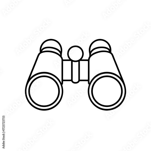 Outline drawing binoculars on transparent background
