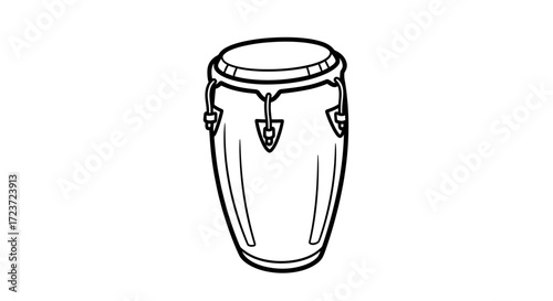 Isolated outline of a conga drum against a plain white background