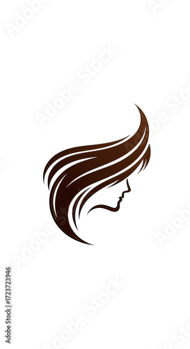 Elegant silhouette of a woman's profile with flowing brown hair