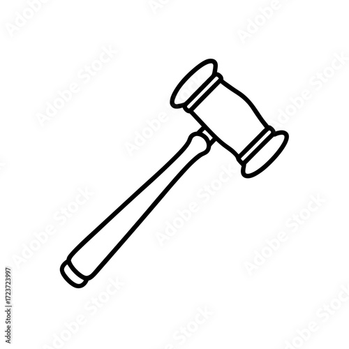 Gavel outline illustration on transparent background