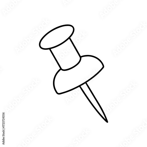 A simple outline thumbtack on transparent background
