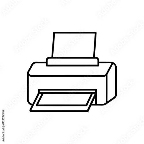 Outline drawing of printer on transparent background