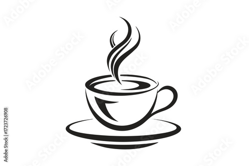 Coffee and tea cup icon with hot beverage steam illustration