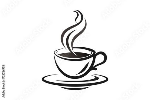 Hot coffee cup icon illustration with steam and beverage symbol