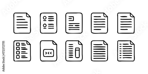 Big set of document related line icons. Editable stroke.
