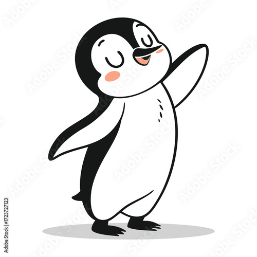 Adorable Cartoon Penguin Character with Closed Eyes A Cute Illustration