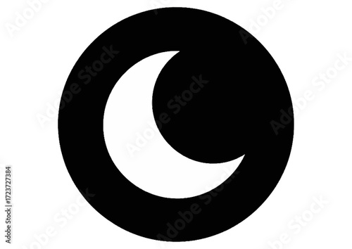 Stylized crescent moon on a light blue background, vector illustration 