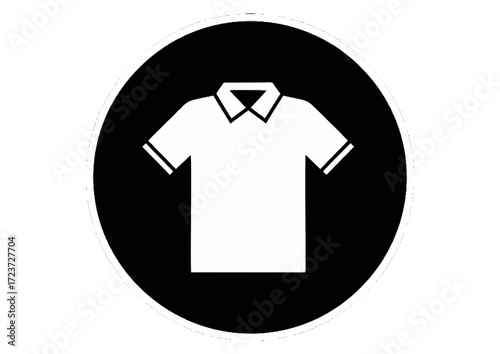 Black silhouette of a t-shirt on white background for fashion and apparel concept
