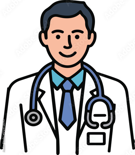 Professional male doctor icon with stethoscope