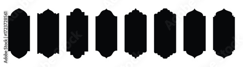 windows. Oriental style islamic windows and arches. arab islamic frames. Oriental arabesque windows or doors arch for arabic decoration. Ramadan kareem silhouette shapes vector