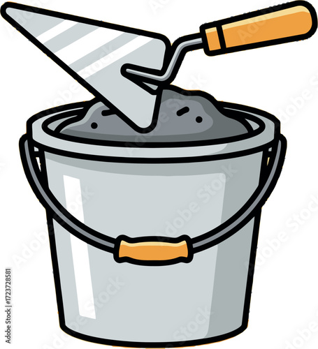 Construction Tools Trowel and Cement Bucket - Asset (9)