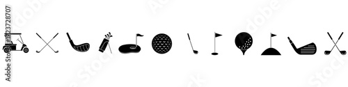Golf club icon vector set. Golf illustration sign collection. Sport symbol. Golfing logo.