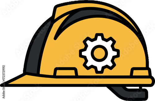 Safety First A Yellow Hard Hat Icon Representing Industrial Construction and Protection