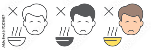 Loss of appetite line icon, diet and covid-19, coronavirus symptom sign, vector graphics, a linear icon on a white background, eps 10.