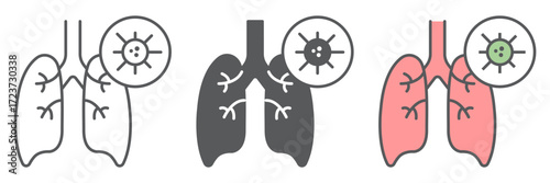 Coronavirus incubation period line icon, infection and covid-19, virus sign, vector graphics, a linear icon on a white background, eps 10.