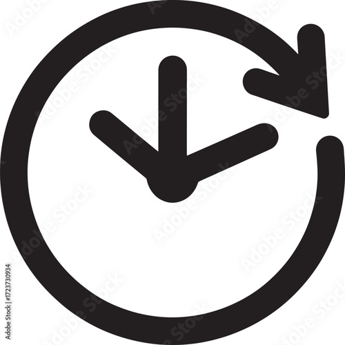 Black circular clock icon with arrow indicating time passing symbol