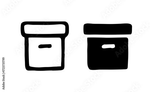 archive storage package doodle icons flat outline