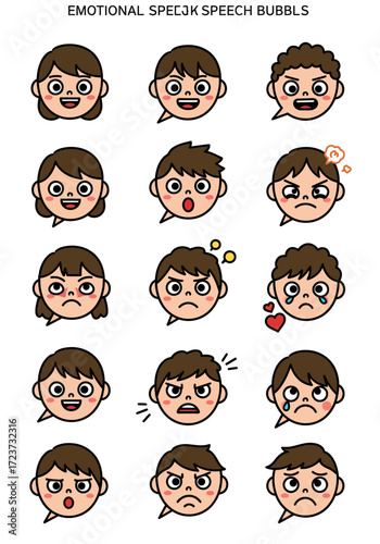 Emotional speech bubbles with faces