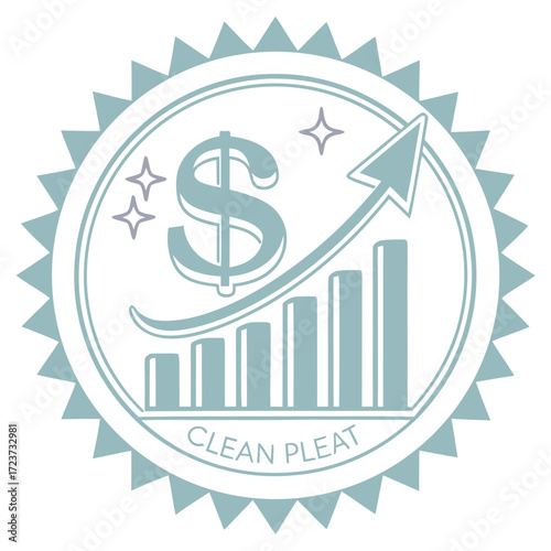 Clean pleat dollar sign and graph logo