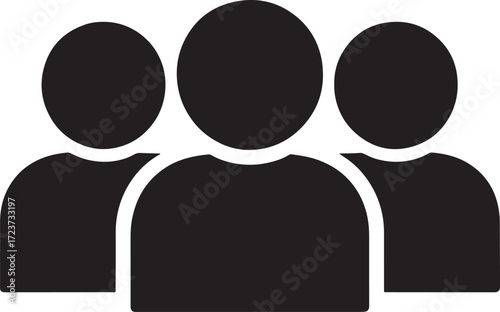 Black Group Of Three People Icon Symbol For Teamwork And Community society