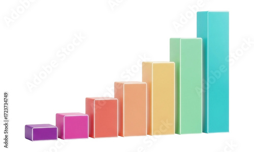Free Download Colorful 3d bar graph showing growth and progress isolated on transparent background, representing business success and achievement - GFXLoad