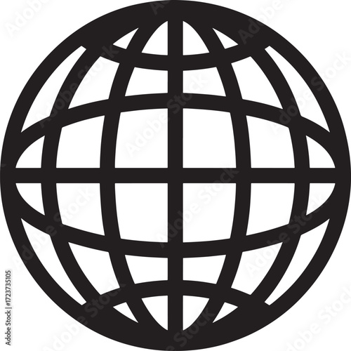 Black Silhouette Icon of a Grid Globe Representing the World symbol earth