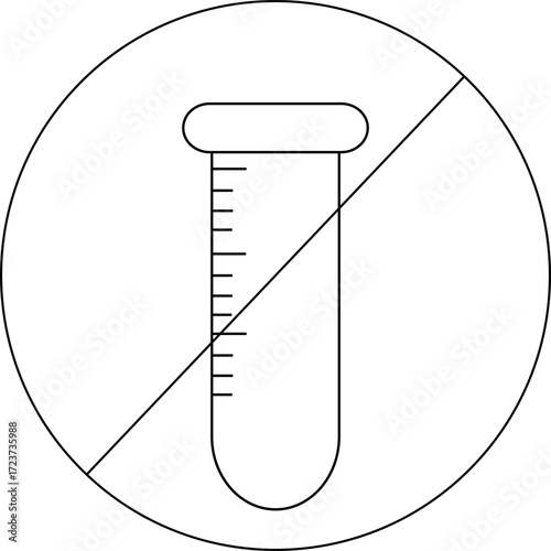 sketch of prohibited icon and chemical tube icon