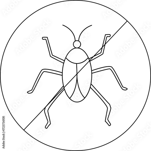 sketch of prohibited icon and insect icon