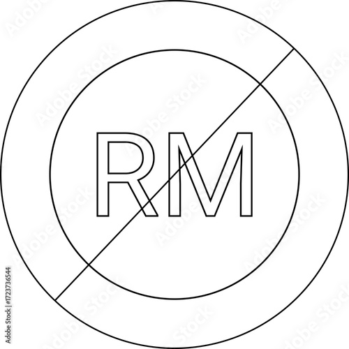 sketch of prohibited icon and Malaysian ringgit coin icon