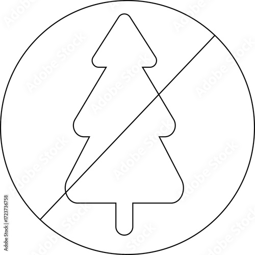 sketch of prohibited icon and pine tree icon