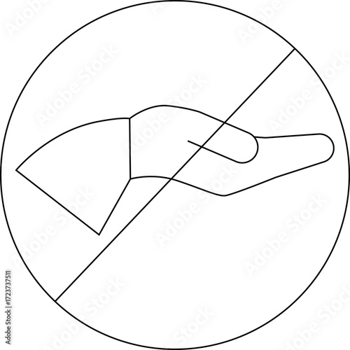 sketch of forbidden icon and hand icon asking