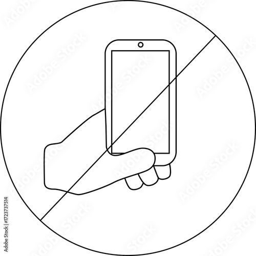 sketch of prohibited icon and smartphone carrying icon