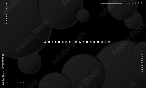 Luxury abstract black background with floating matte 3D spheres. Modern minimalist design for a technology presentation or website banner