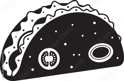 Taco Silhouette Icon – Vector Illustration of Mexican Food with Filling