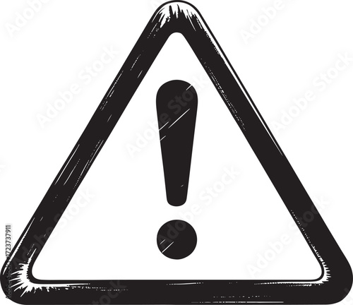 Black triangle warning sign with exclamation mark on white background Keywords: warning, danger