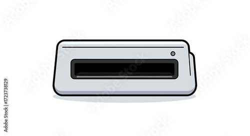 Stylized White Flatbed Scanner Device with a Glowing Green Indicator Light