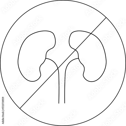 sketch of prohibited icon and kidney icon