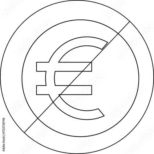 sketch of prohibited icon and euro coin icon